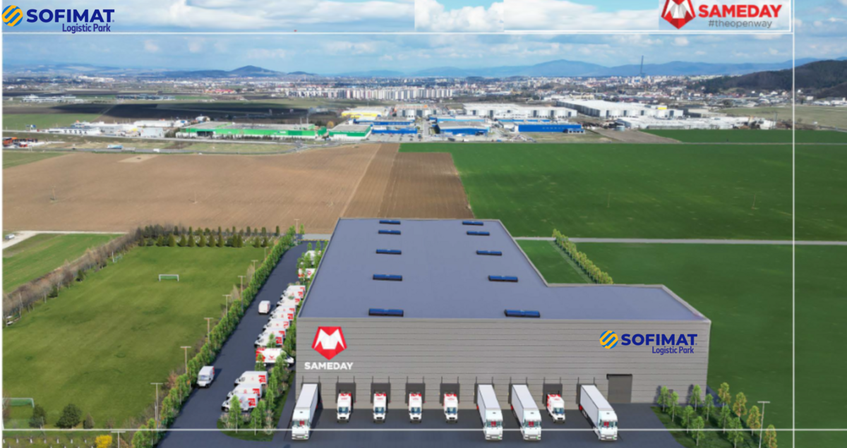Sofimat Logistic Park Ghimbav anunță finalizarea construcției unui spațiu logistic build-to-suit de 6800mp pentru compania de curierat SAMEDAY